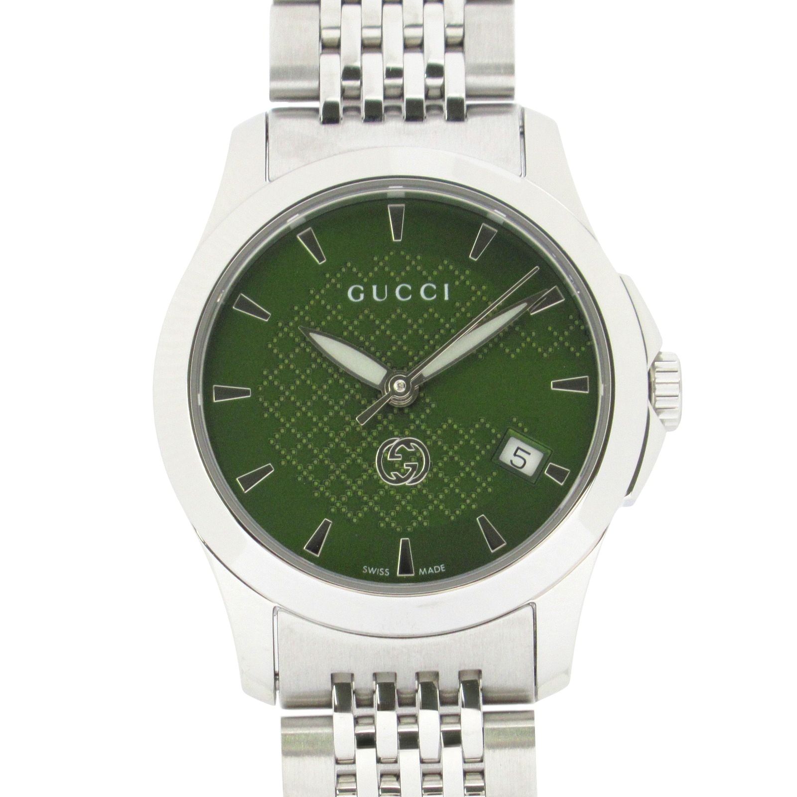 グッチ GUCCI 腕時計 Gタイムレス 126.5 グリーン ステンレススチール Gタイムレス レディース Used A