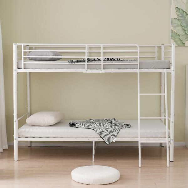二段ベッド ロフトベッド 高さ150cm 耐荷重150kg シングルベッド パイプ 耐震 頑丈フレーム 大人ベッド 子供部屋 寮 学生寮 ミドルタイプ 二段ベッド シングル NEXPOTALLINN_EU