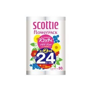 クーポン配布中-スーパー 対象 まとめ 日本製紙クレシア スコッティ 2倍巻き ダブル 芯あり 50m 1セット 48ロール 12ロール×4パック ×2セット