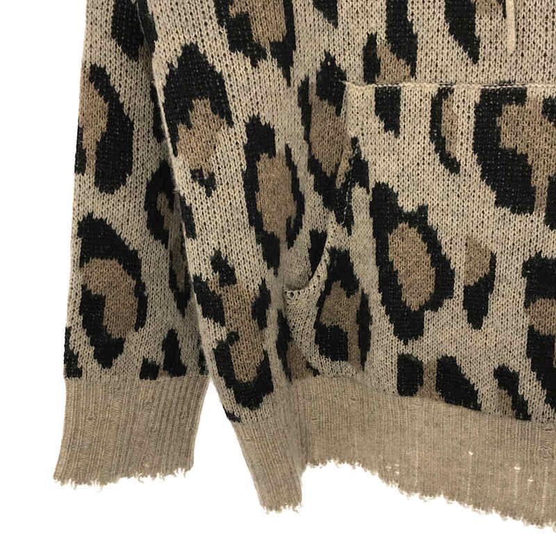R13 / アールサーティーン | CASHMERE LEOPARD HOODIE ダメージニット | S | ベージュ | レディース R13 - R13 / アールサーティーン | CASHMERE LEOPARD HOODIE ダメージ