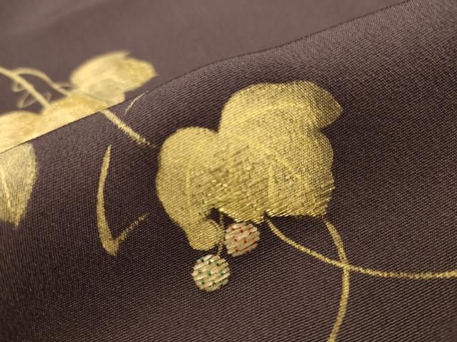 平和屋着物○訪問着 作家物 手描き 竹屋町刺繍 流水蔦の葉文 金彩 正絹