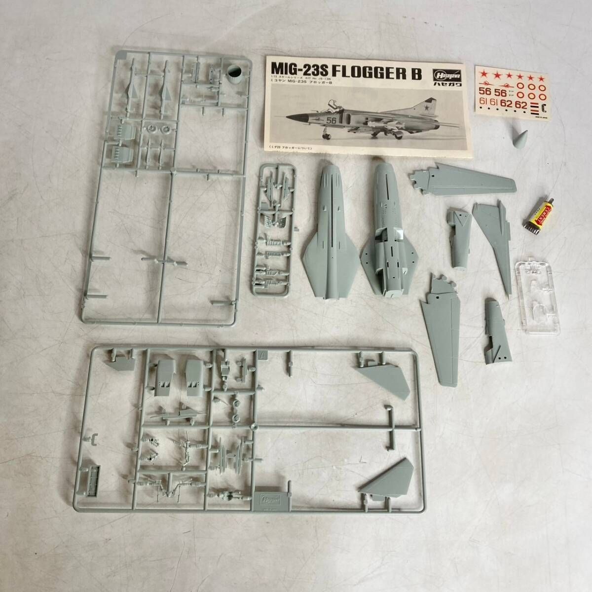 未組立　現状品　プラモデル　Hasegawa ハセガワ　MIG-23S FLOGGER B　ミグ23-S フロッガーB ソビエト空軍戦闘機　1/72　U.S.S.R AIR FORCE