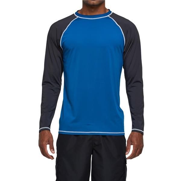 ブルー/グレー_3L [Hyzhwl] ラッシュガード メンズ 長袖 水着 tシャツ UPF50+ 接触冷感 uvカット紫外線対策 水陸両用 速乾 通気 スポーツ 海水浴 サーフィン服 日焼け予防