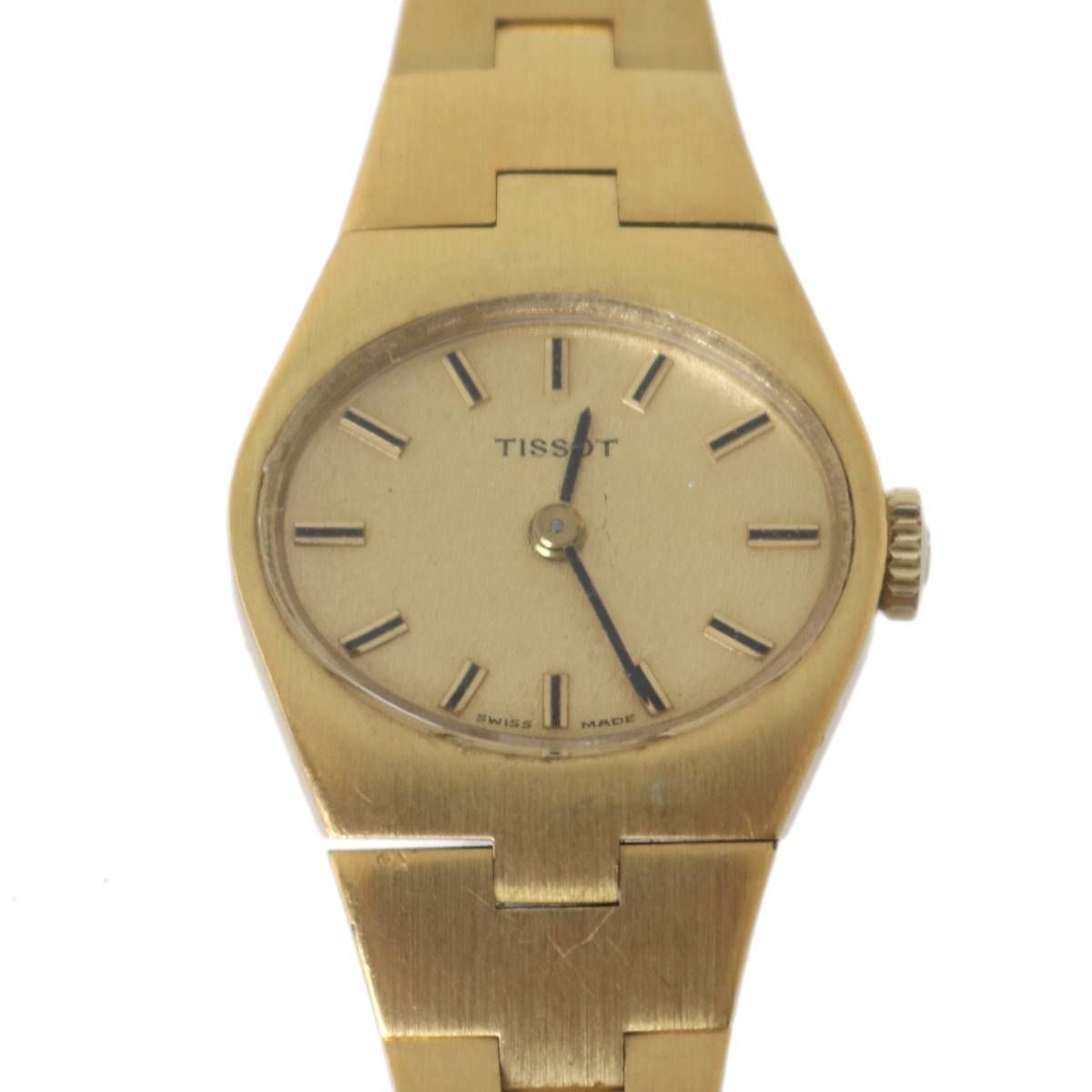 TISSOT ティソ レディース 腕時計 手巻き ゴールド 腕回り約16cm ベルト幅約6.6mm ケース21.7×19.3 mm NT Bランク