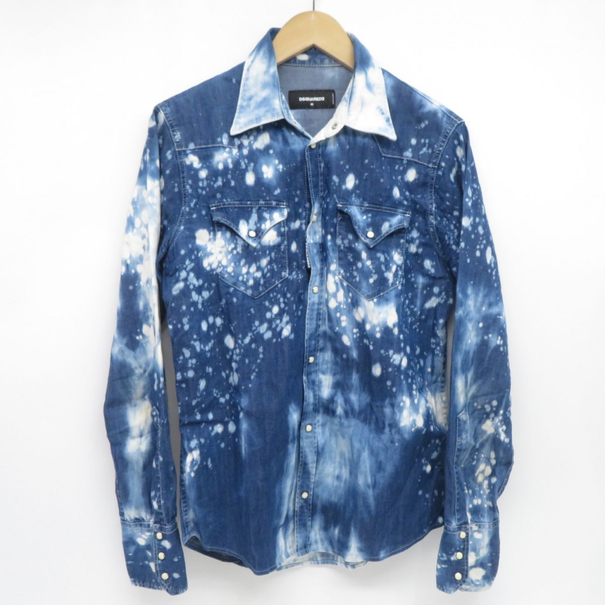 DSQUARED2 ディースクエアード ブリーチ加工 ロングスリーブ デニムウエスタンシャツ サイズ48