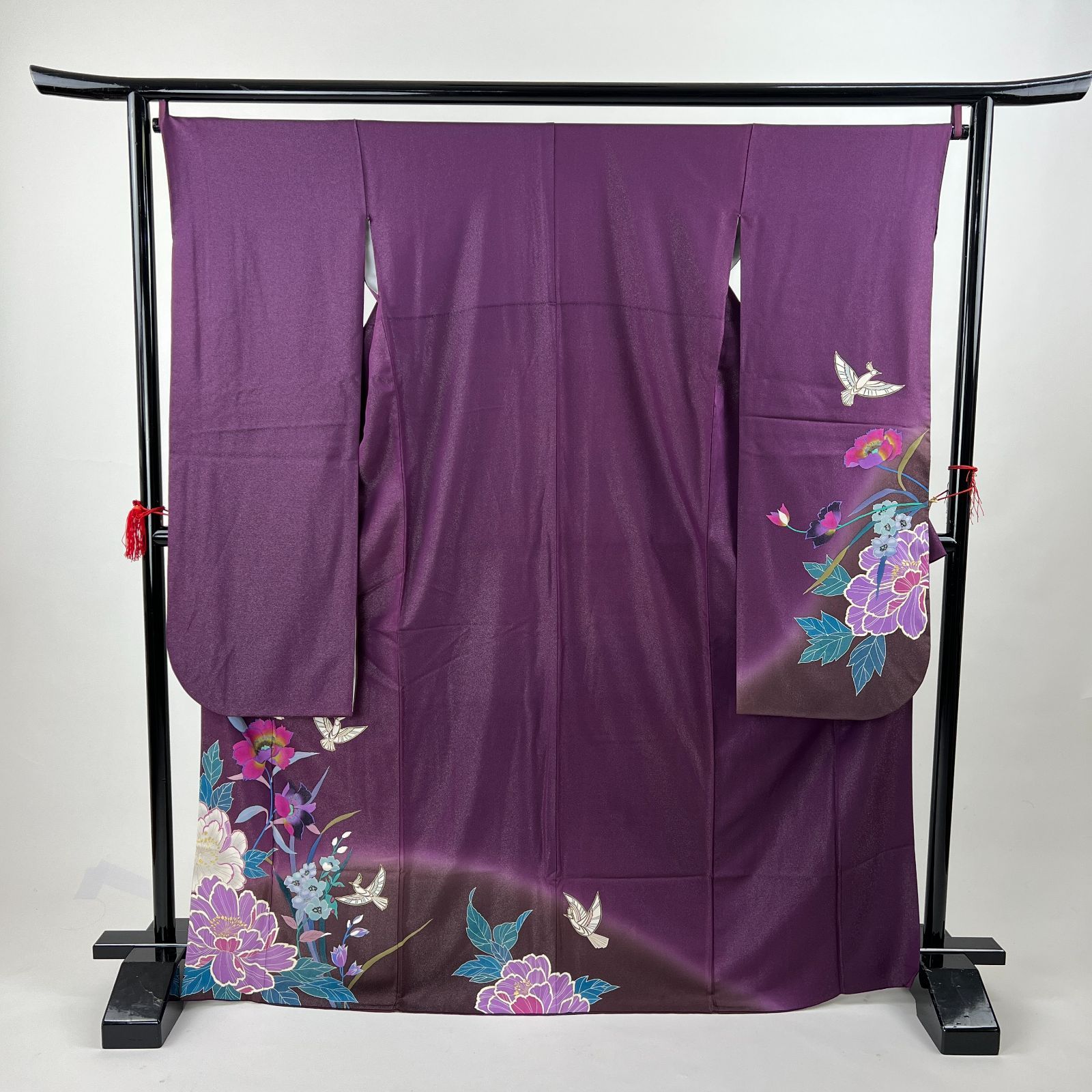 人気 中振袖 振袖 正絹 品 紫色 紫 4S194 HZYA052000