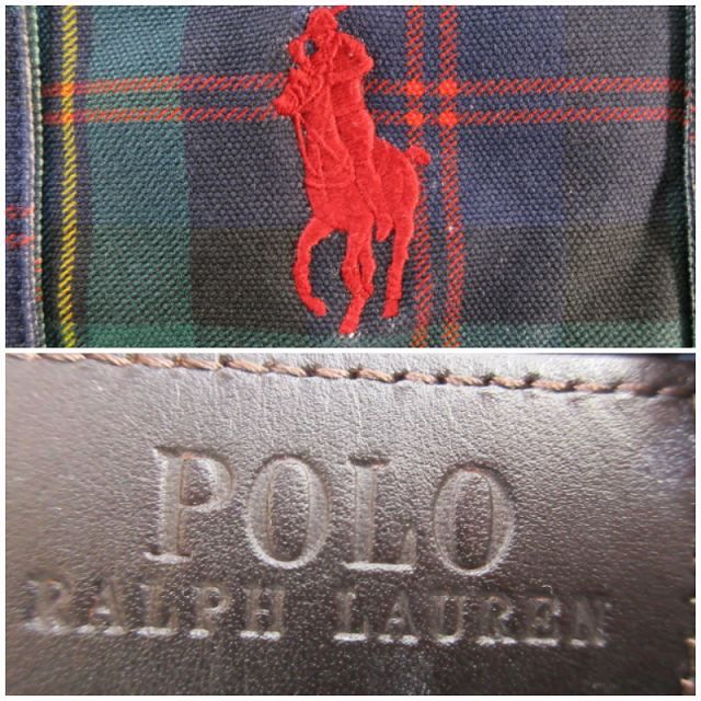 （専用）ポロ ラルフローレン フリースウエストバッグ チェック 刺繍ロゴ ポロ ラルフローレン POLO RALPH LAUREN トート バッグ 刺繍
