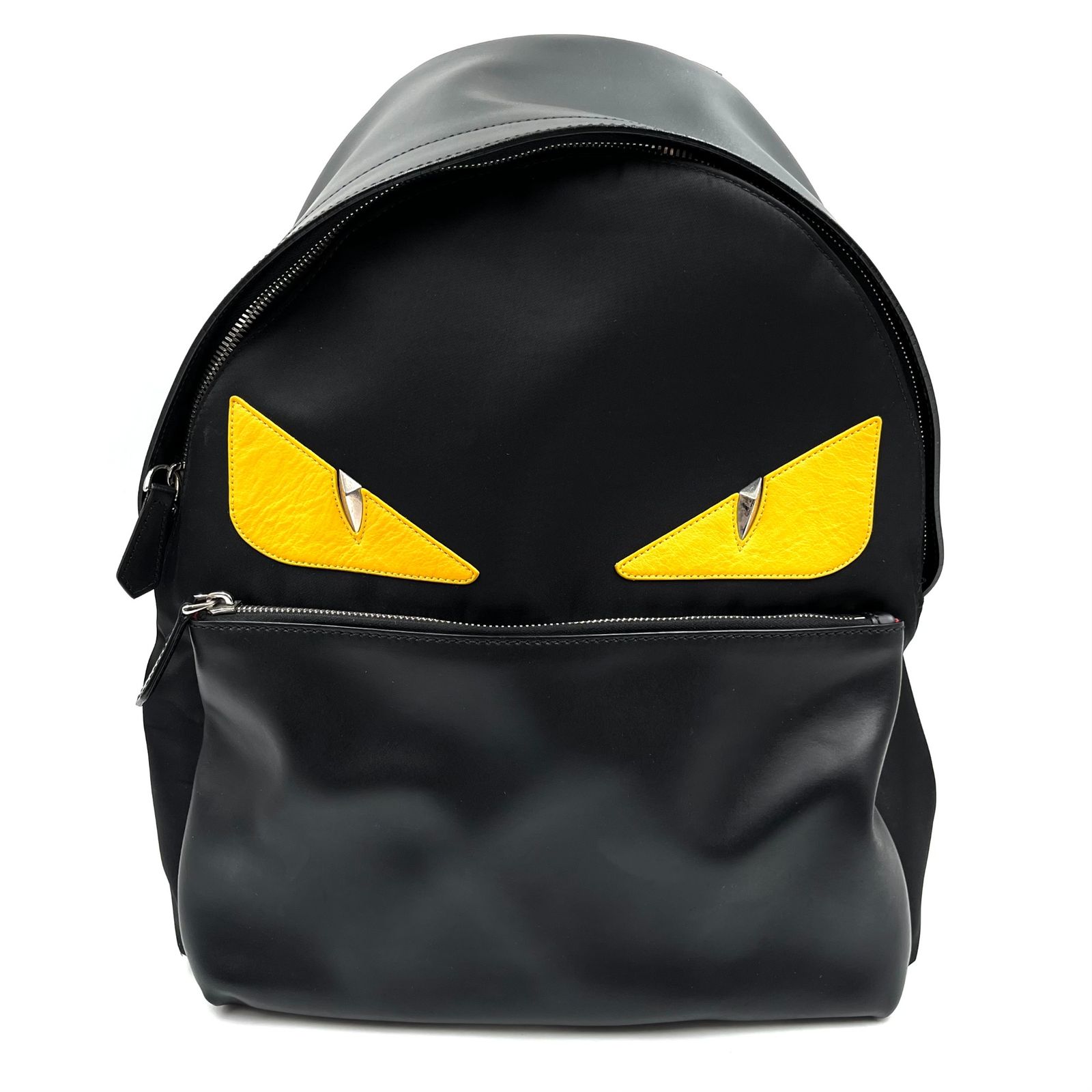 フェンディ リュックサック 黒 レザー バグズアイ モンスター　美品 極美品】FENDI フェンディ モンスターバグズ バグズアイ