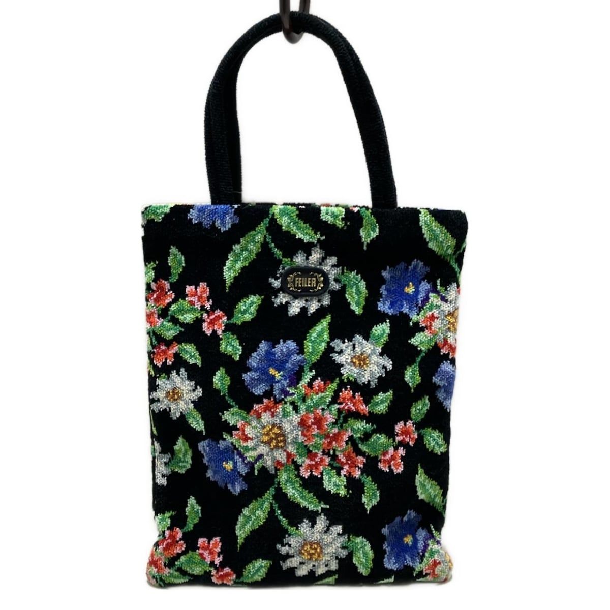 FELLER 花柄刺繍 ハンドバッグ 黒 フェイラー FEILER ハンドバッグ