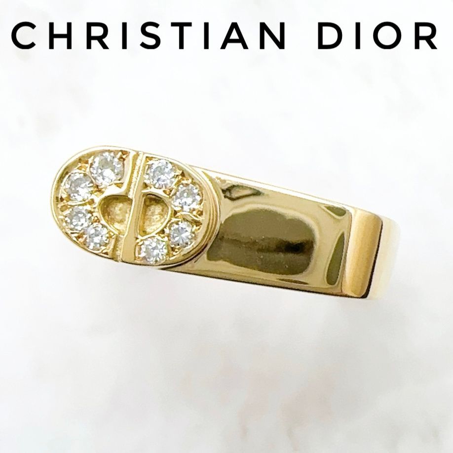 美品🌟Ch Dior ダイヤモンド イエローゴールド リング 15号 U