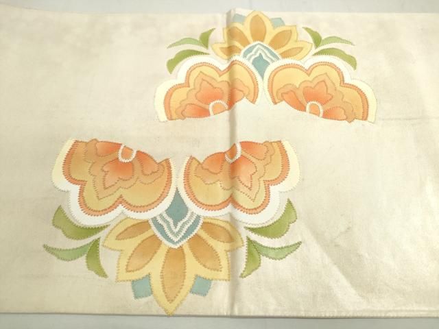 平和屋着物◎中国三大刺繍 相良刺繍 太鼓柄袋帯 更紗花文 正絹 逸品