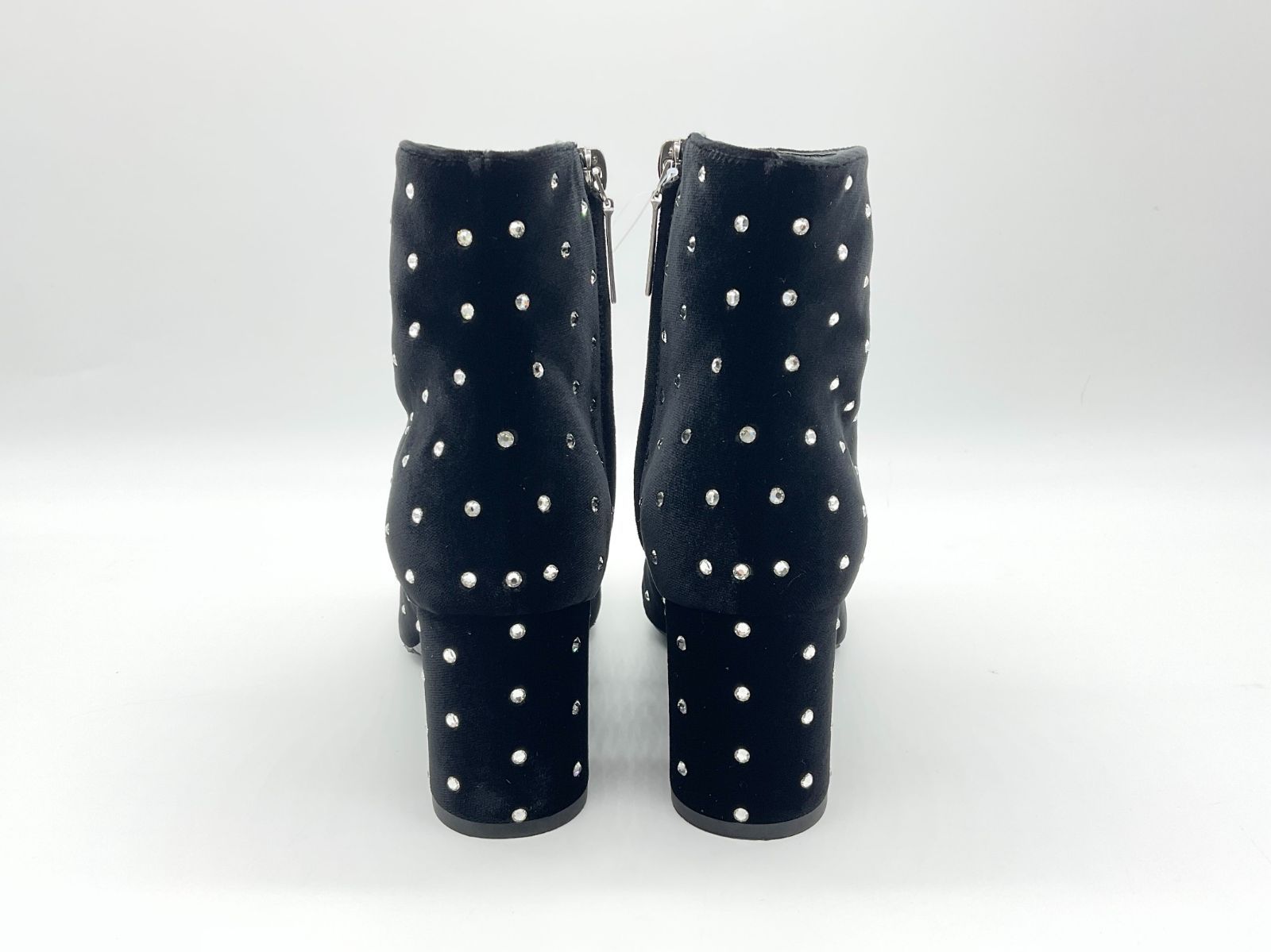 ブラック×クリア ラインストーンベロアブーツ