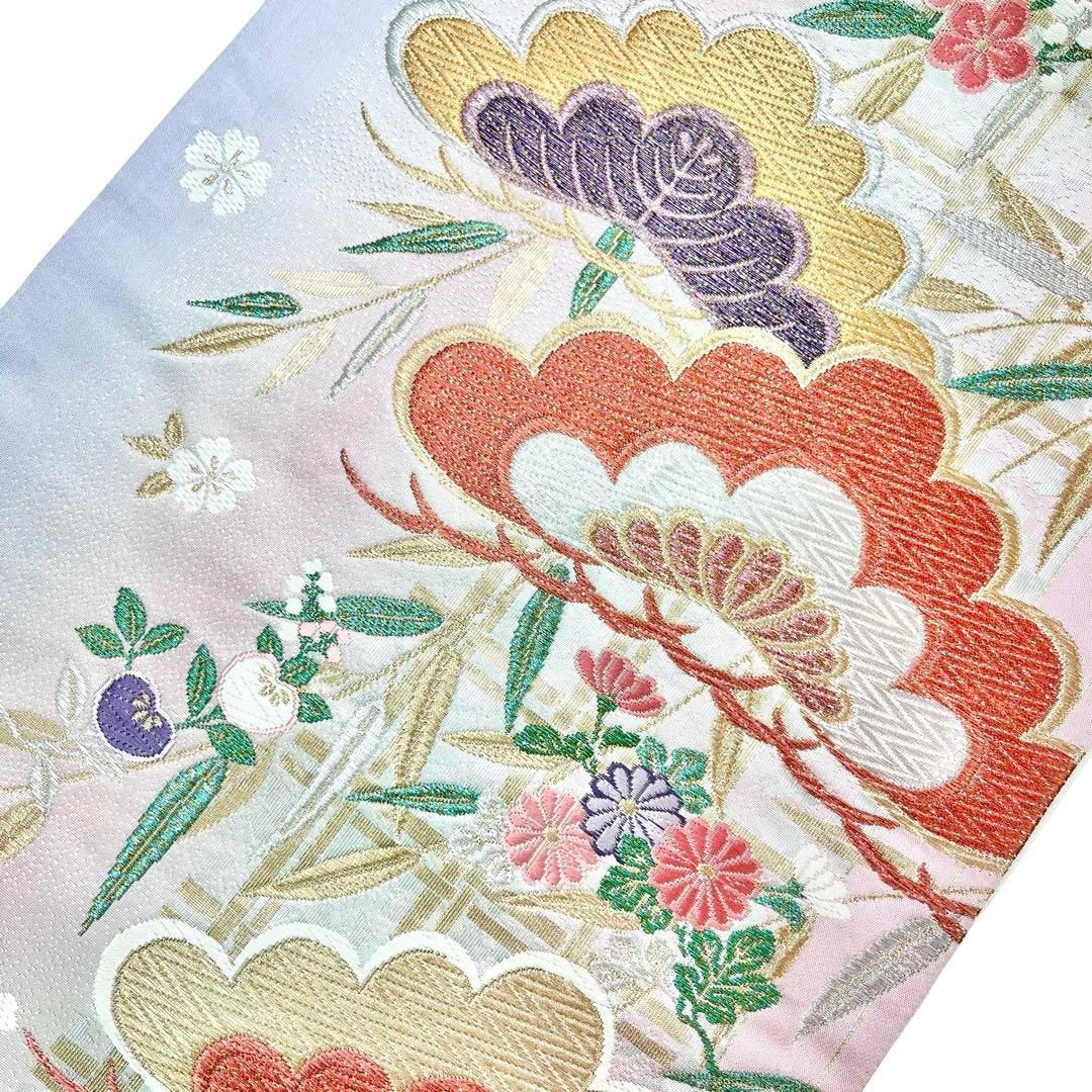 袋帯 松に花模様 グラデーション 金銀糸 O-4067 袋帯 松に花模様 グラデーション 金銀糸 O-4067 - メルカリ