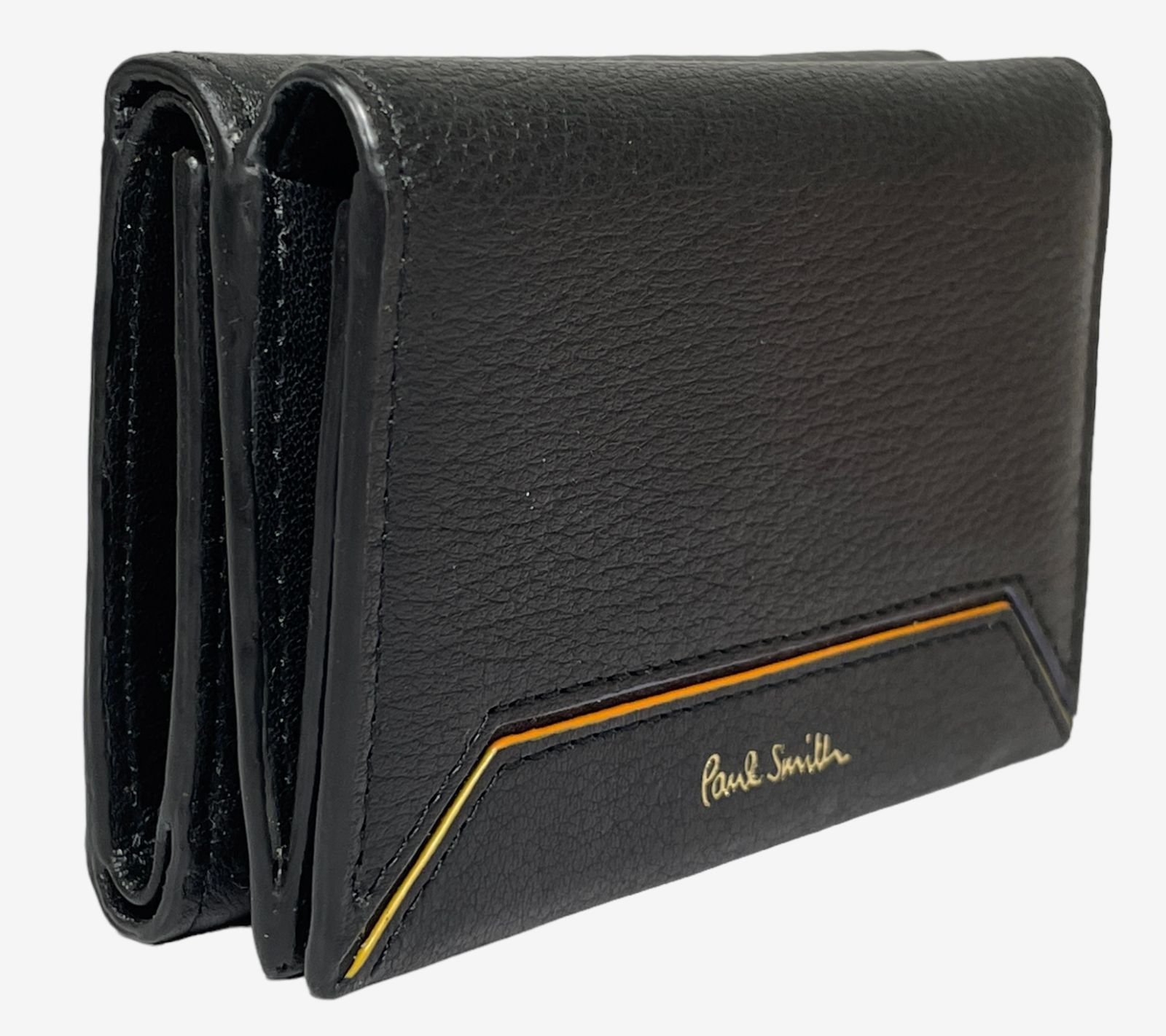 新品 ポールスミス 三つ折り財布 コンパクト財布 ミニ財布 本革 ブラック