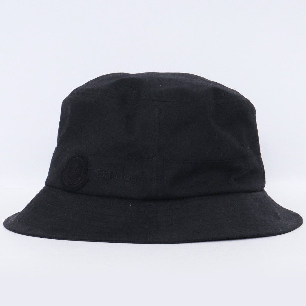 MONCLER × BARBOUR ロゴワッペンバケットハット Lサイズ ブラック