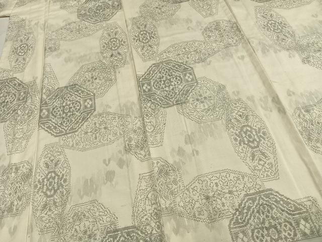 平和屋着物▽上質な紬 単衣 亀甲花文 正絹 逸品 未使用 AABB2433fy