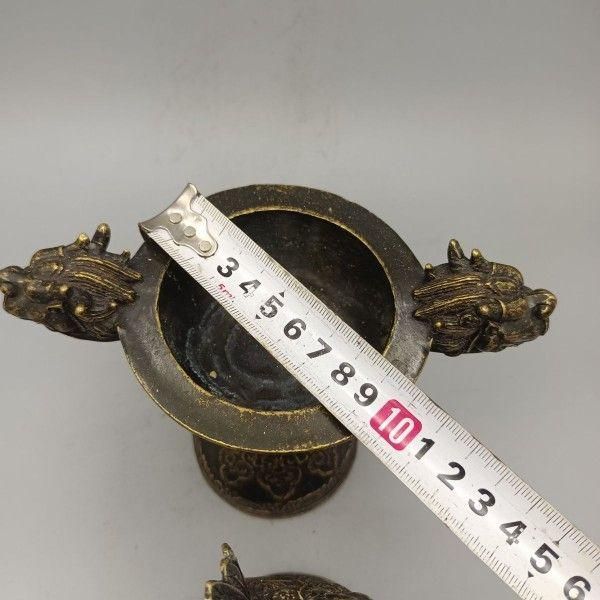 銅器 高脚双龍飛鳳薫香炉 客間茶室書斎華貴 大方得体薫香炉 装飾品 工芸品 置物 銅器 高脚双龍飛鳳薫香炉 客間茶室書斎華貴 大方得体薫香炉 装飾
