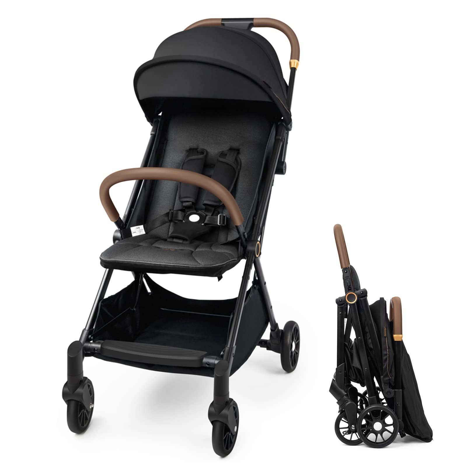 『数量限定』 besrey ベビーカー ab型 バギー コンパクト 軽量 折りたたみ ５点式シートベルト 新生児 0か月-36か月 自立式 出産お祝い ギフト ブラック