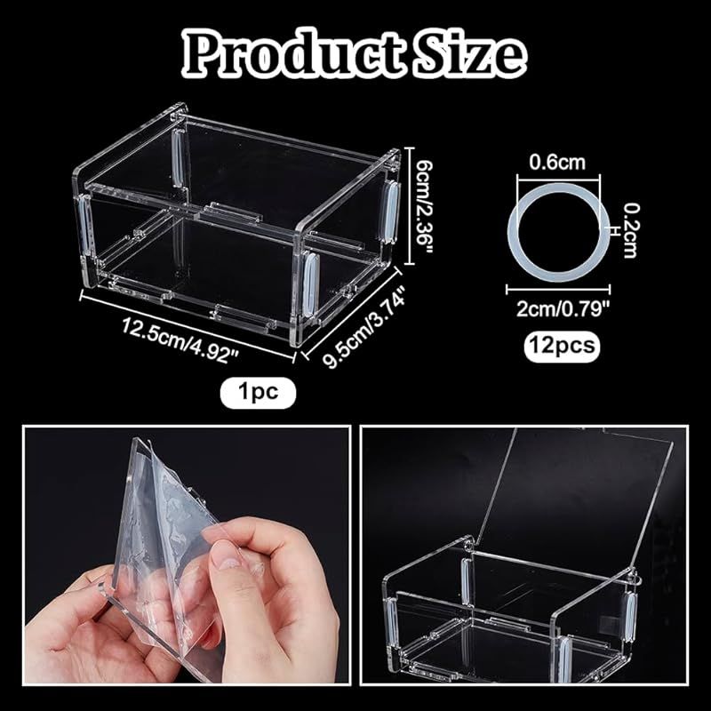 新品】 PH PandaHall クリアアクリルボックス 12.5x9.5x6cm 長方形 