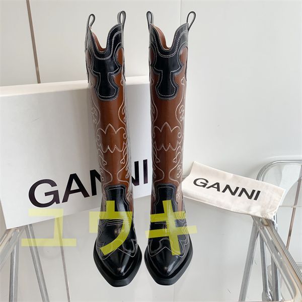 新品未使用】GANNI ガニー レディース刺繍ウエスタンブーツ ロング 