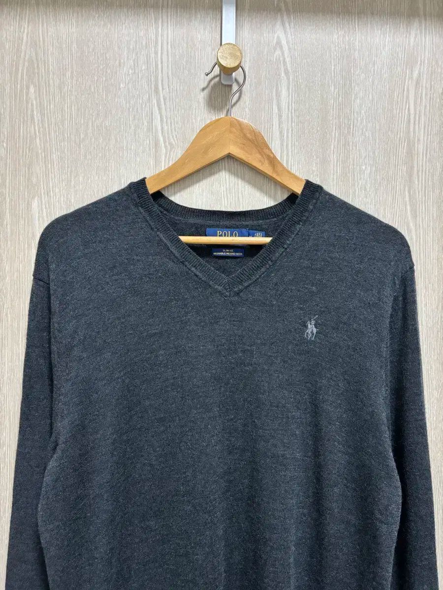 22ss ポロ ラルフローレン ウォッシャブル メリノウール ニット M チャコール色
