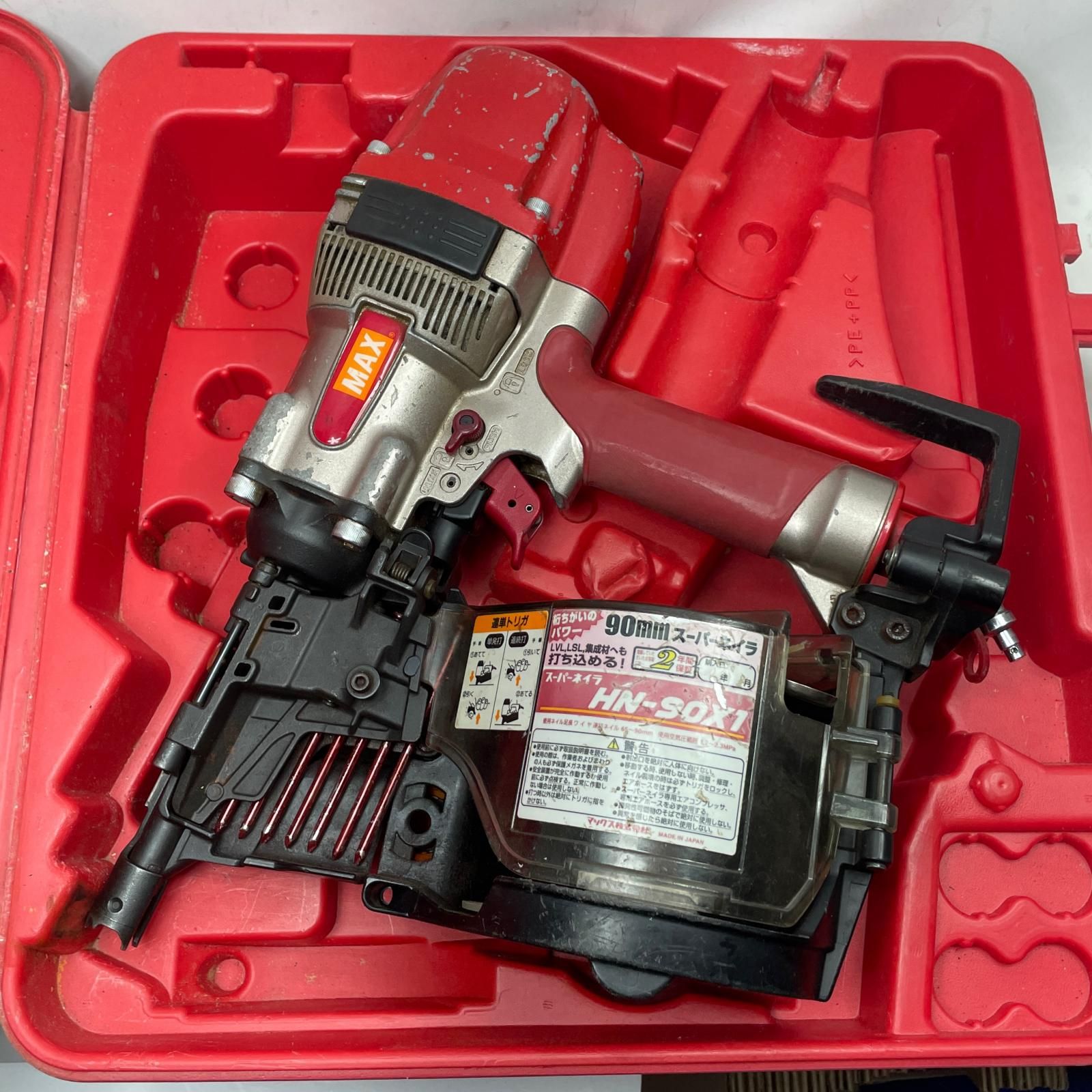 MAX マックス エアネイラ HN-90X1 レッド 本体のみ 高圧 90mm 07621017D