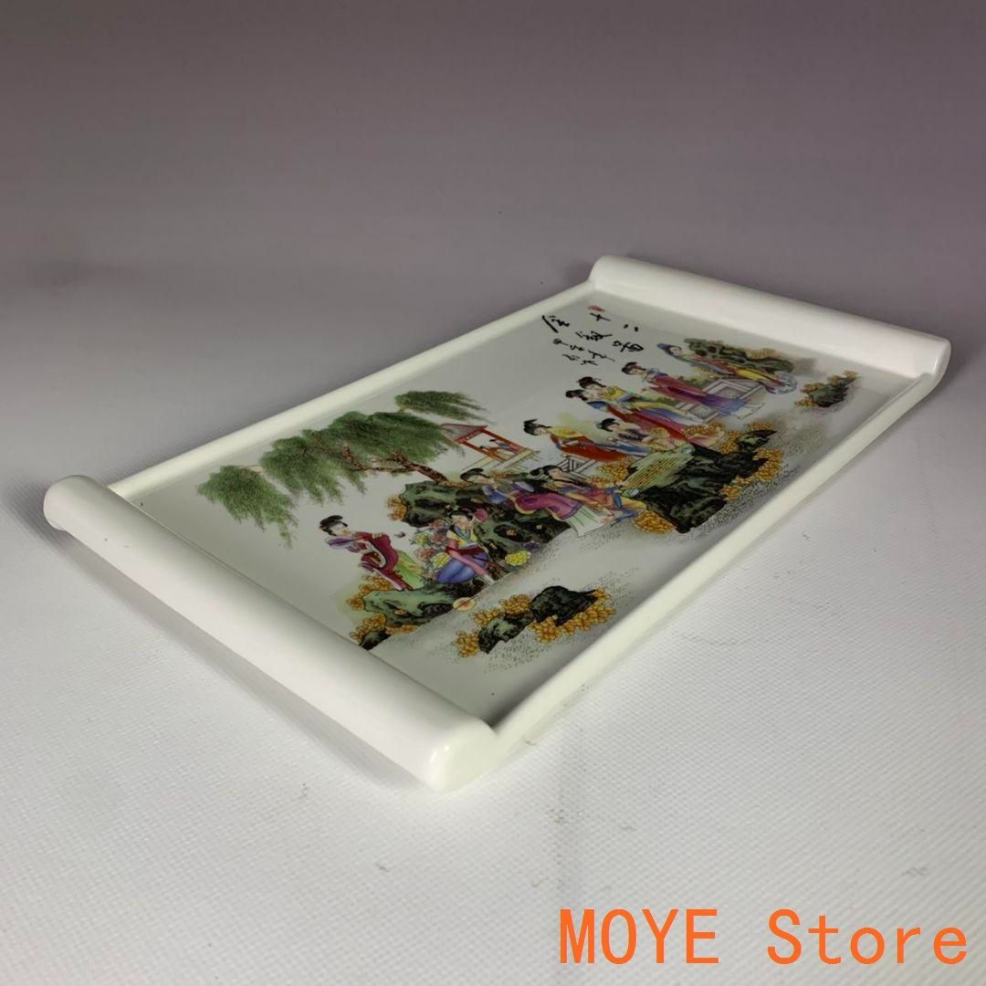 景徳鎮 ​粉彩人物十二金釵図 茶盤 果盤 茶道具 装飾品 工芸品 置物 景徳鎮 粉彩人物十二金釵図 茶盤 果盤 茶道具 装飾品 工芸品