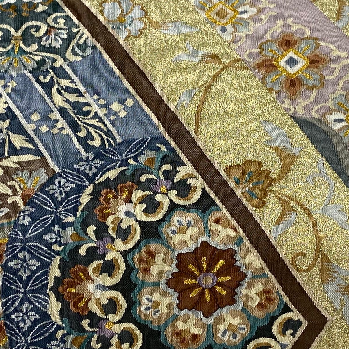 袋帯 逸品 明綴れ 華文 有職文様 金糸 金色 六通 正絹 【中古】 - メルカリ