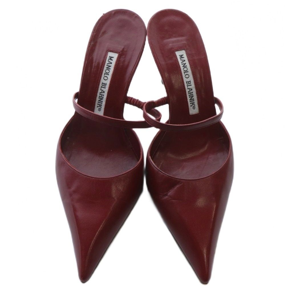 超美品　36.5 MANOLO BLAHNIK マノロブラニク　ドットミュール マノロブラニク MANOLO BLAHNIK レザー ポインテッドトゥ