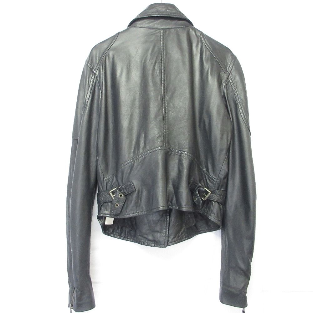 DIESEL ディーゼル ヴィンテージ加工 ラムレザー ライダースジャケット ブルゾン ブラック ネイビー レディース 古着