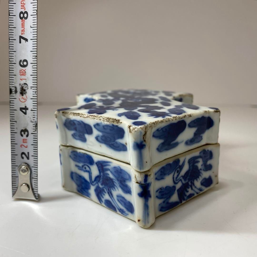 中国清朝時代 大明嘉靖年製 青花龍図蓋物 木箱付 東Y6-1202☆2Fトニヒ