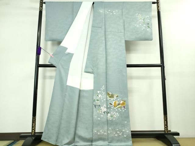 平和屋本店 上 人間国宝 羽田登喜男 訪問着 鴛鴦花文 たたき染め DZAB0765kh5