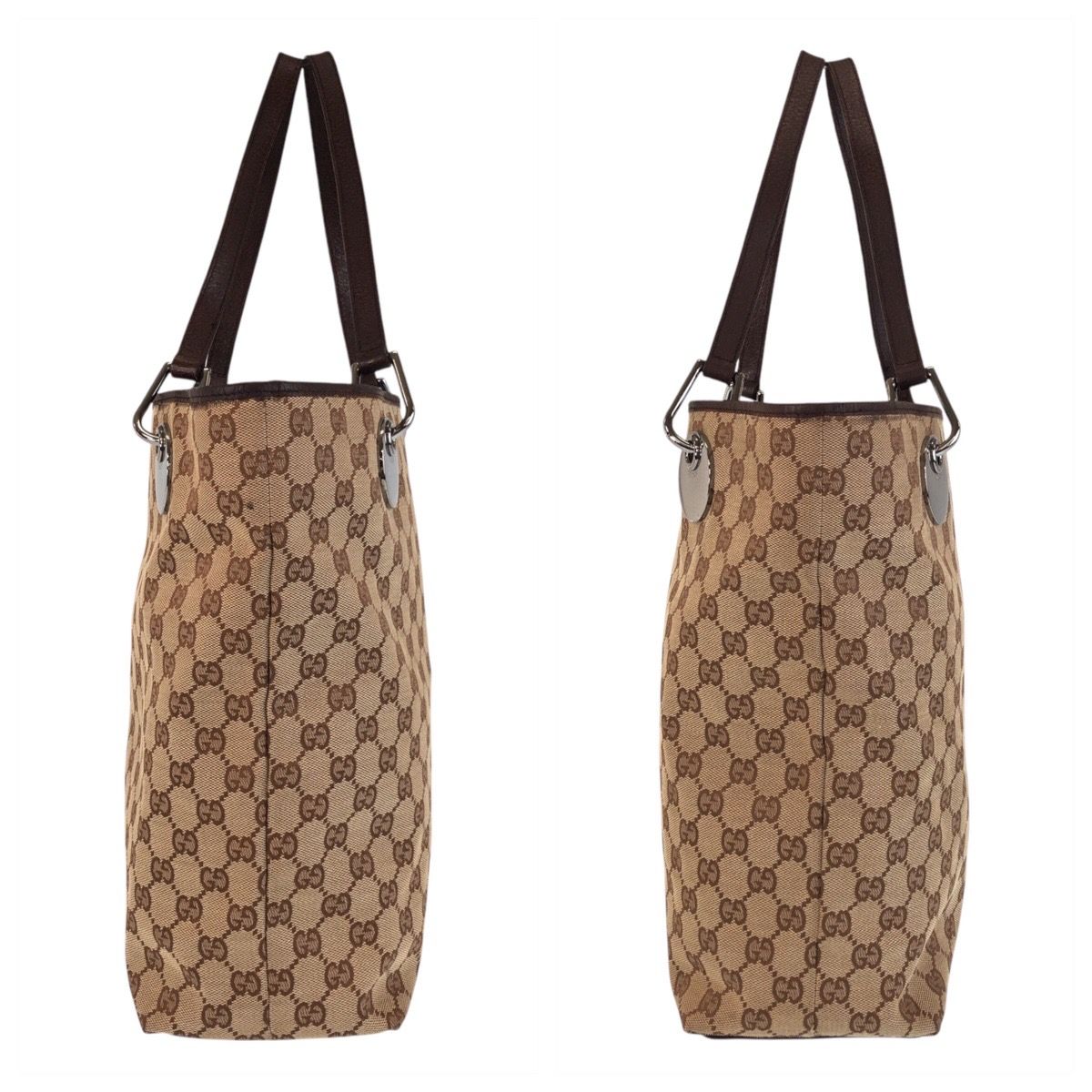 美品 GUCCI グッチ ベージュ ブラウン GGキャンバス/レザー