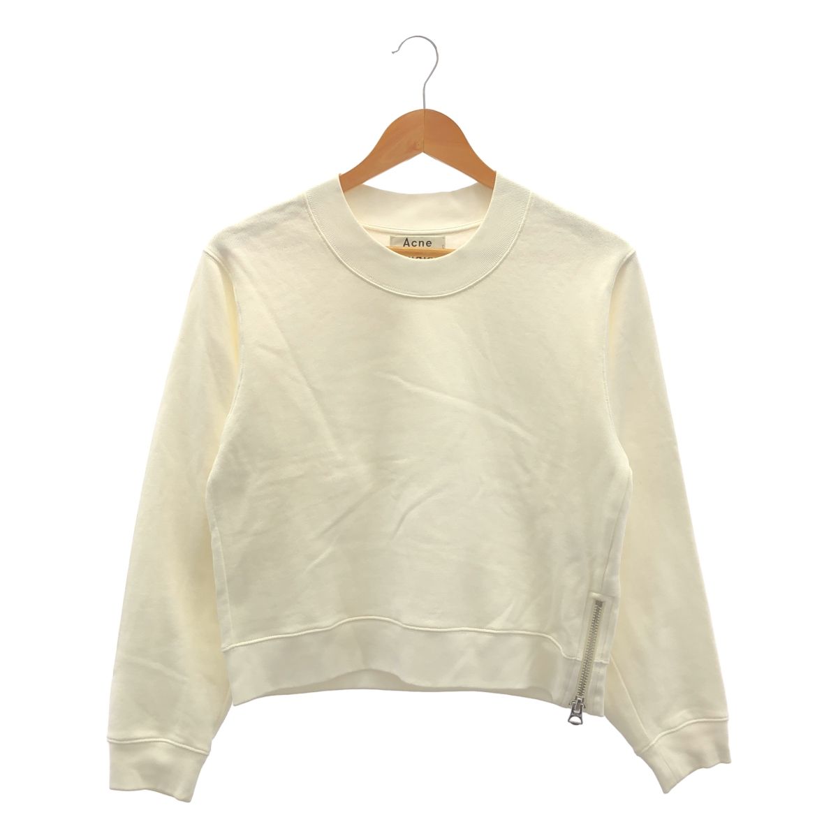 アクネストゥディオズ　サイドジップ　ショート丈　スウェット　トレーナー　ブルー Acne Studios アクネ ストゥディオズ Crew neck logo tape
