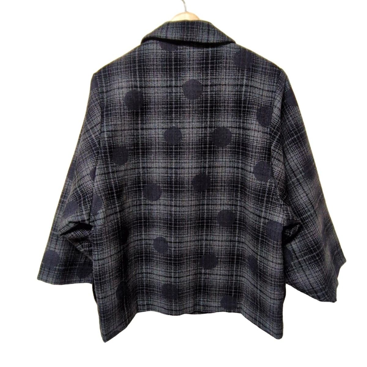 SOU SOU ソウソウ コート サイズS レディース - ネイビー×グレー×マルチ 長袖 チェック柄 ドット柄 秋 冬