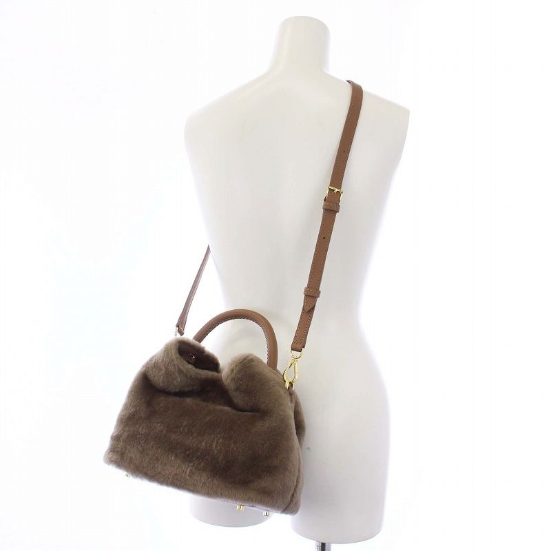 エレメ elleme 2way ハンドバッグ ショルダーバッグ ファー レザー 