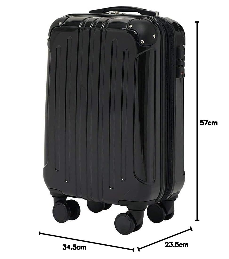 アイリスプラザ スーツケース 機内持ち込み Sサイズ 2.5cm拡張機能付き ダブルキャスター TSAロック 40～49L 1～3泊 超軽量 大容量 ファスナー式 旅行 ビジネス 出張 旅行 海外旅行 キャリーケース ブラック 並行輸入品