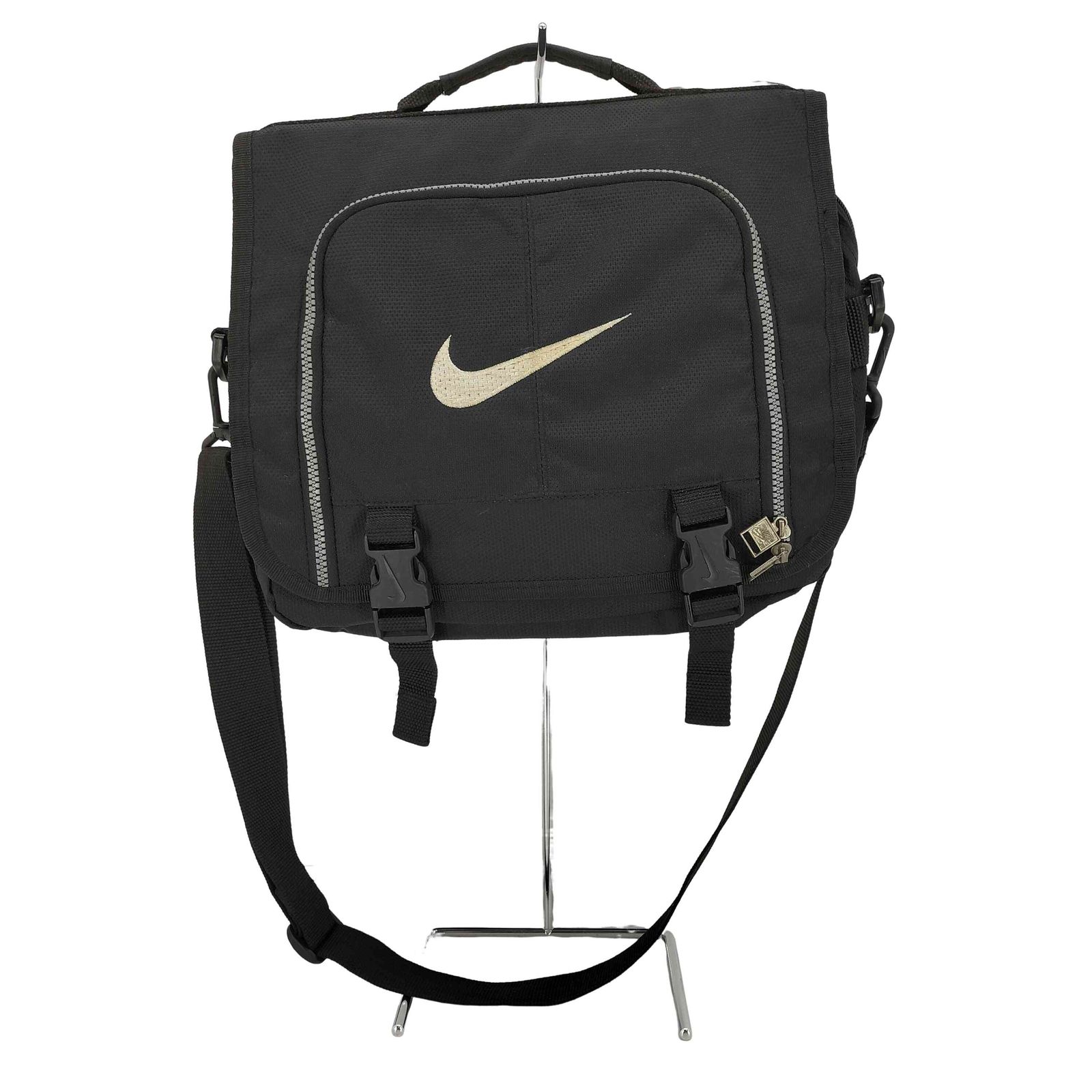90s NIKE メッセンジャーバッグ ブラック Y2K テック 古着 ナイキ NIKE 00s 90s Y2K ビッグスウッシュ メッセンジャー