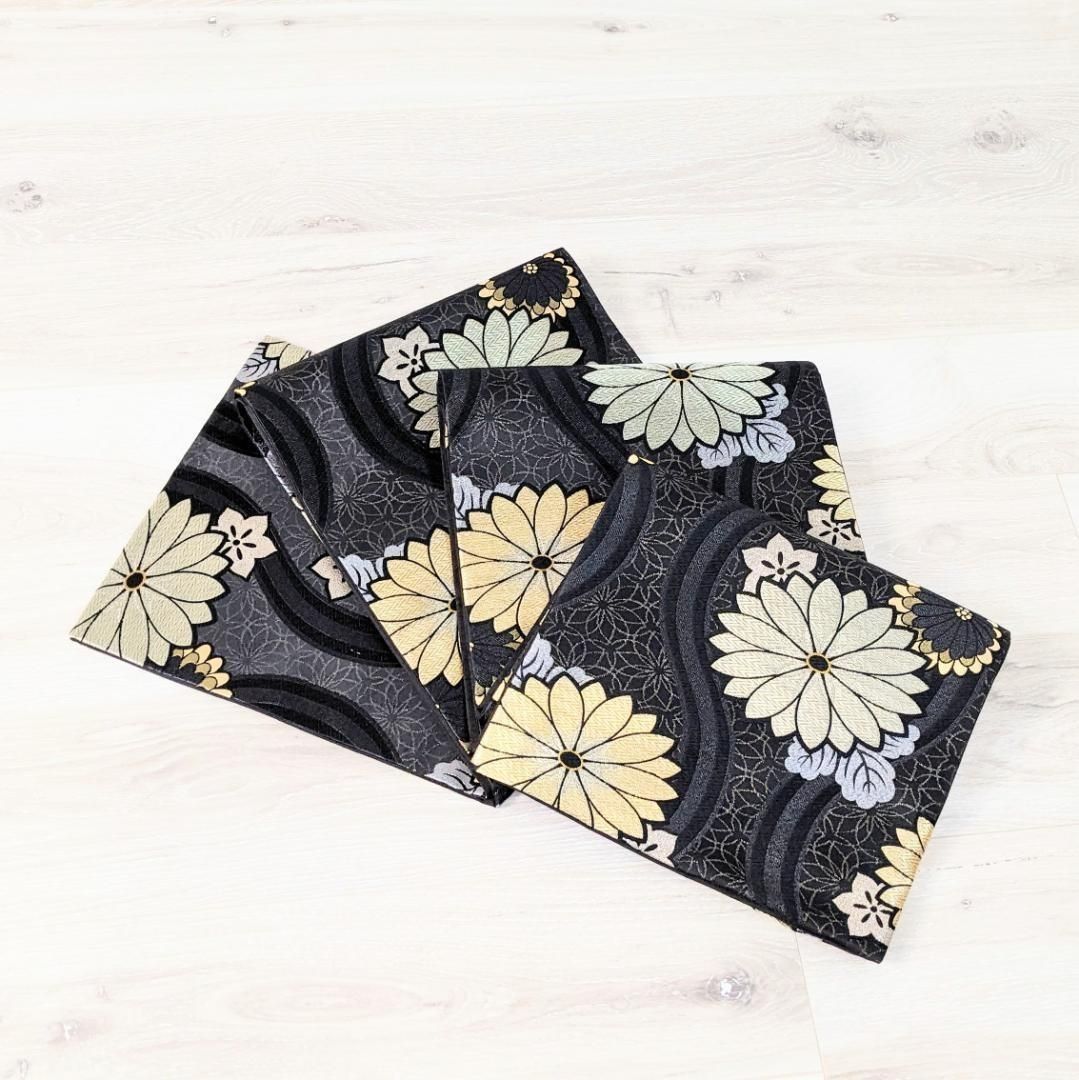 新品・仕立て上がり】袋帯 黒 ブラック 金 全通 ポリエステル kb35  