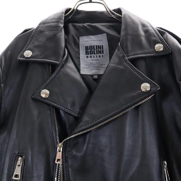 未使用 ボリーニ レザー ライダースジャケット 50 ブラック系 BOLINI 