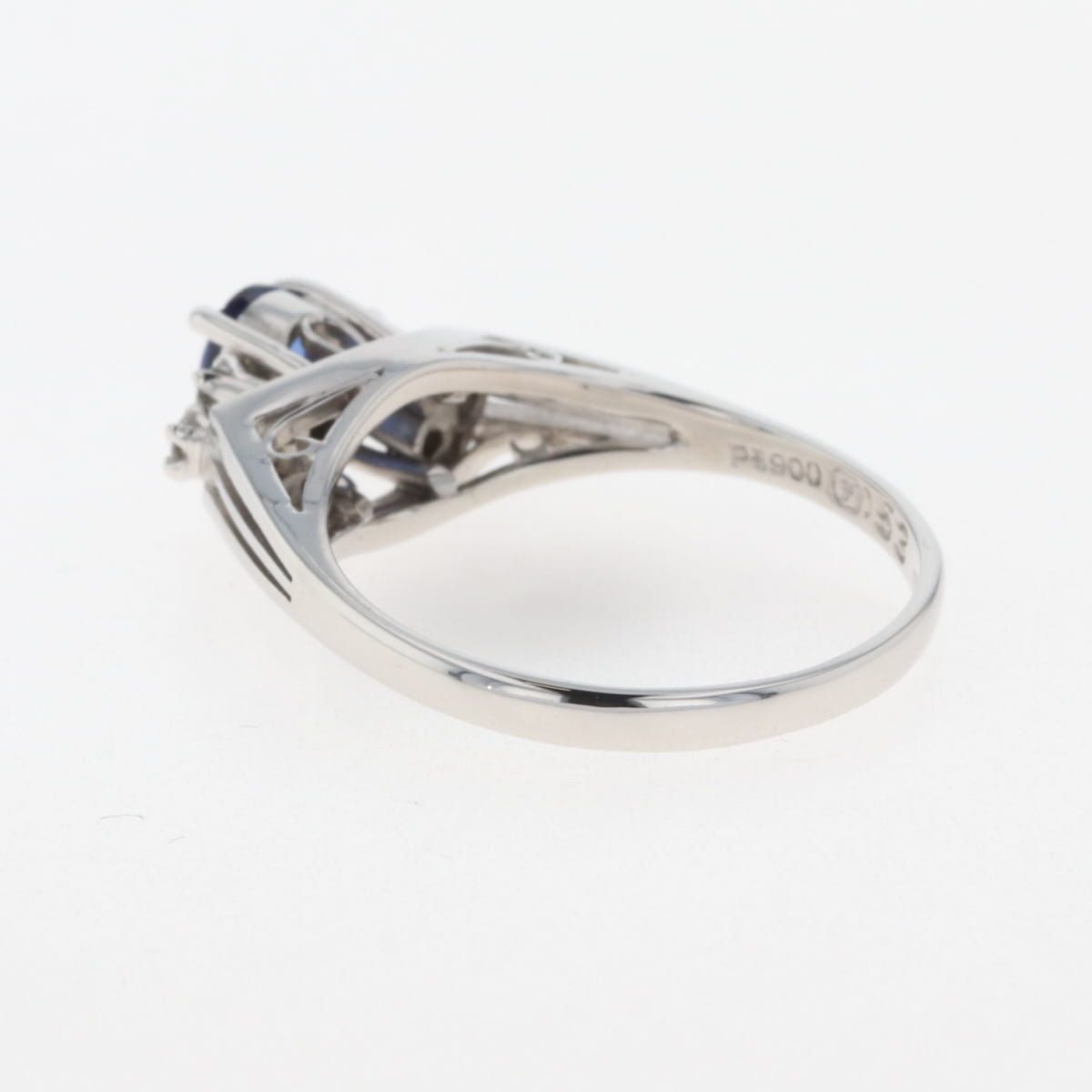 在庫一掃】 サファイア デザインリング プラチナ 指輪 メレダイヤ  