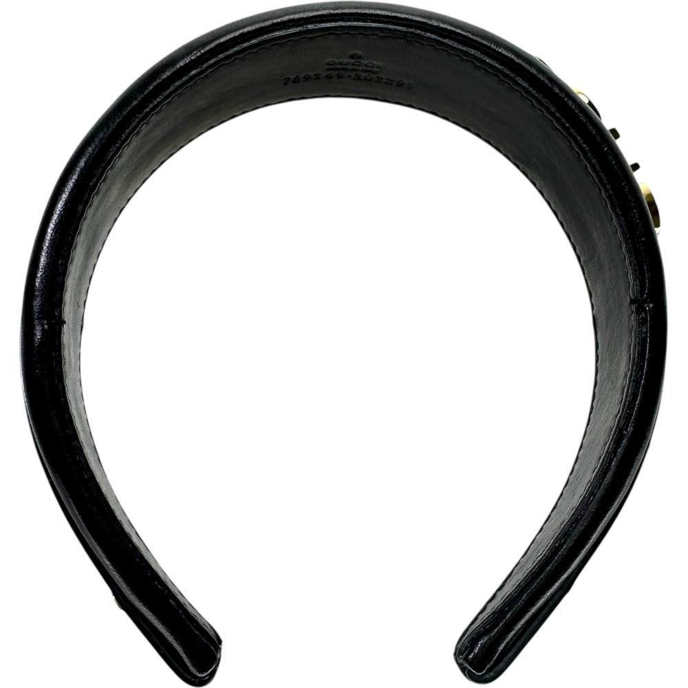 【匿名発送】　GUCCI レザー カチューシャ　ブラック GUCCI/グッチ】ロゴカチューシャ その他ファッション雑貨 レザー