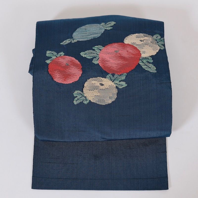 名古屋帯 手織り 紬 花 藍 赤 グリーン ベージュ ブルー /B170 - メルカリ