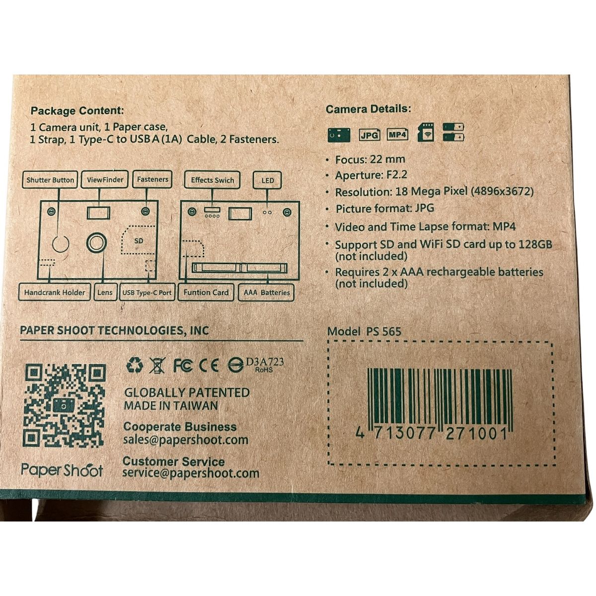 簡約な Papershoot PS 565 ペパーショット ペーパーカメラ トイカメラ O10526781 学問的な