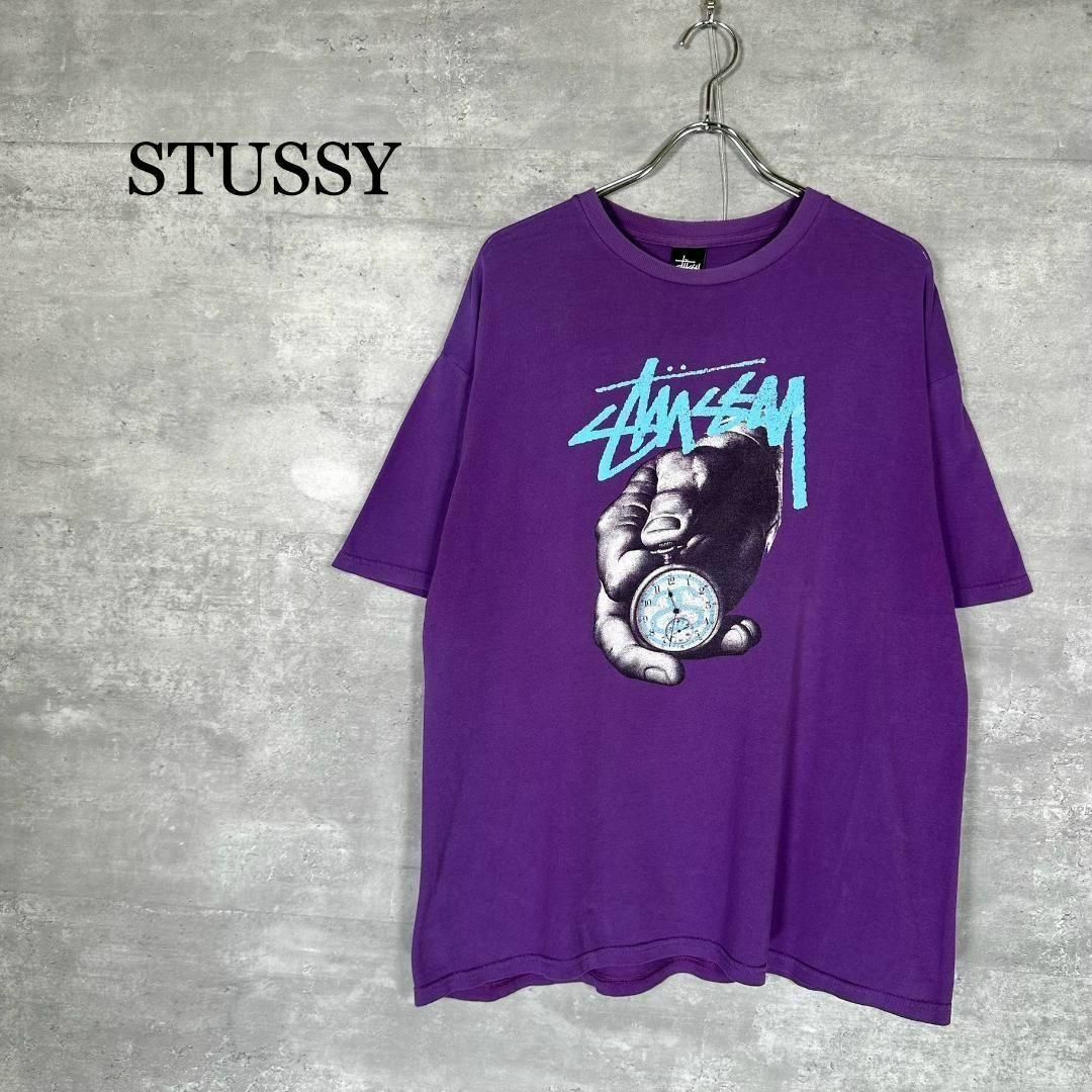 STUSSY ステューシー L プリント入り tシャツ | パープル