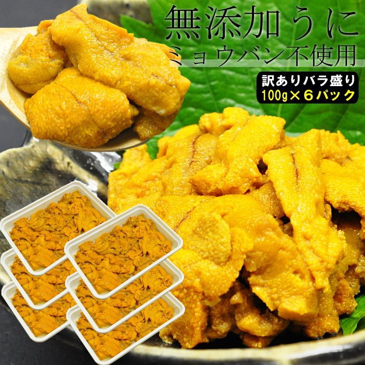 ウニ ミョウバン不使用 訳あり 雲丹 うに 無添加 生食用 冷凍 600g V2グレード バラ盛り