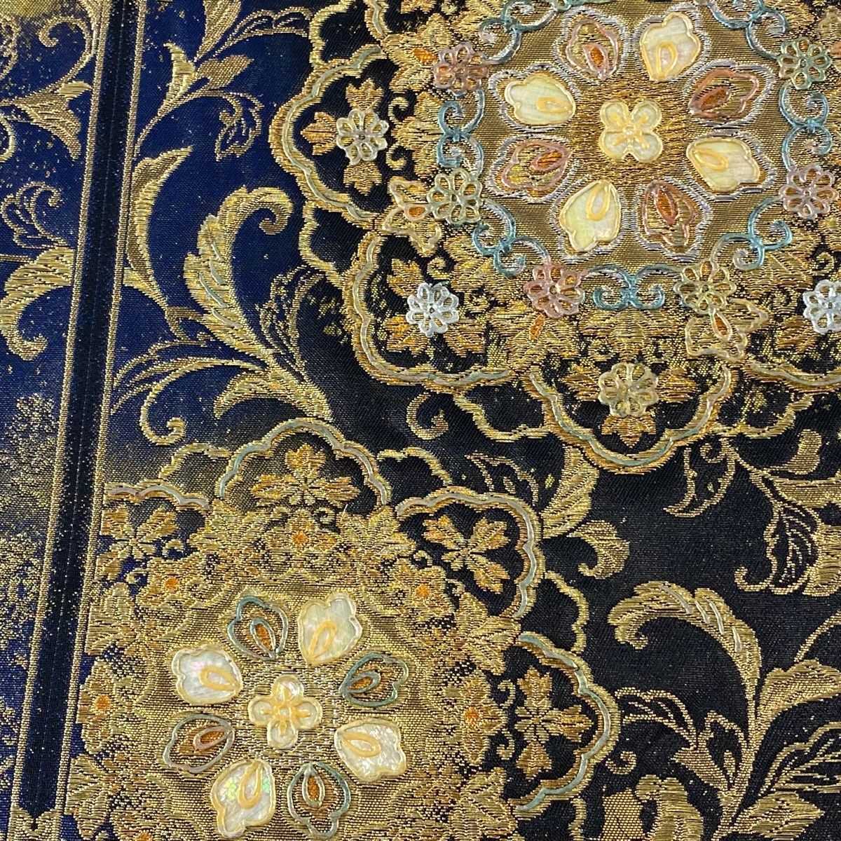 美品 袋帯 六通 螺鈿 0158 （袋帯 美品 名品 華文 花唐草 螺鈿
