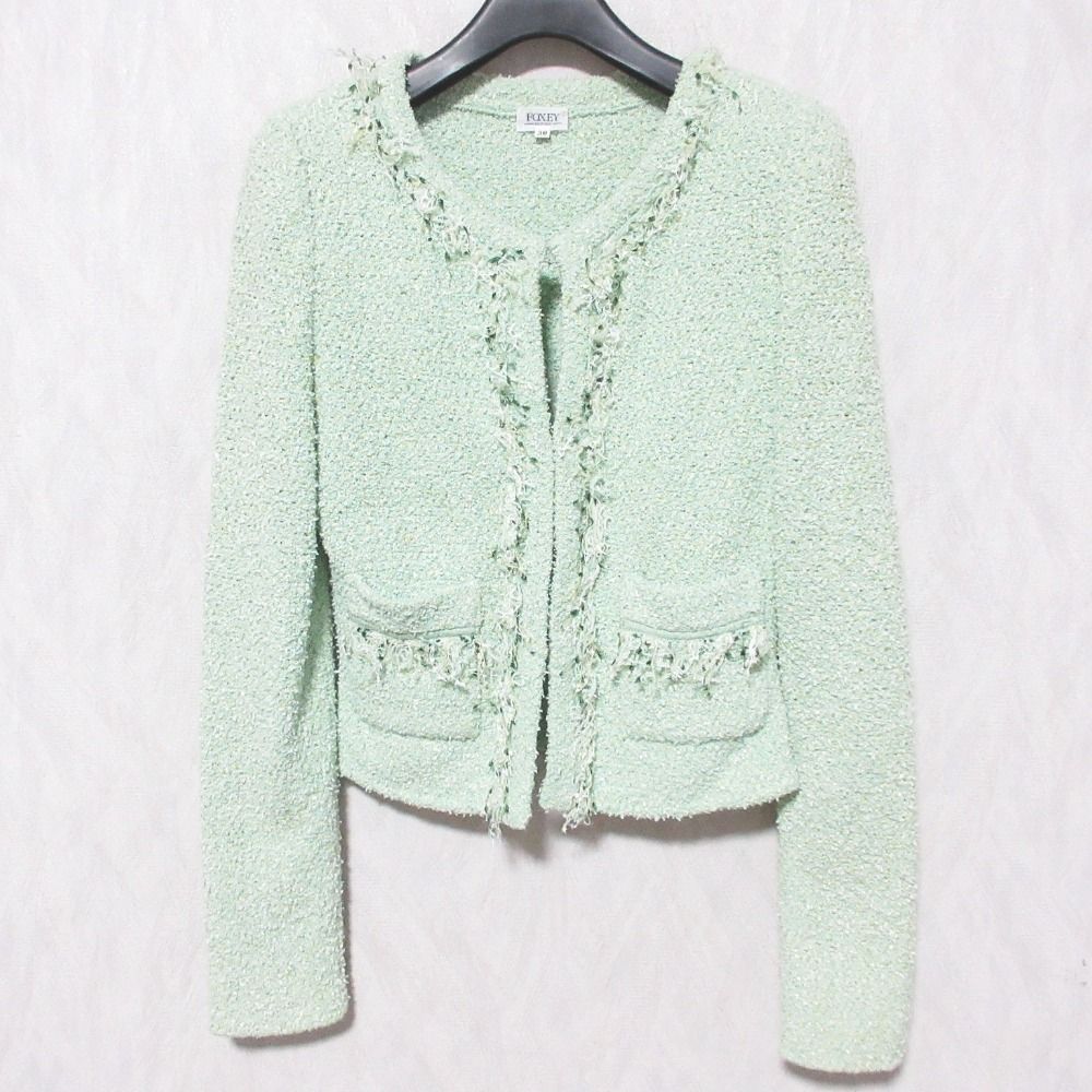 美品 フォクシー ブティック ツイードジャケット ノーカラー