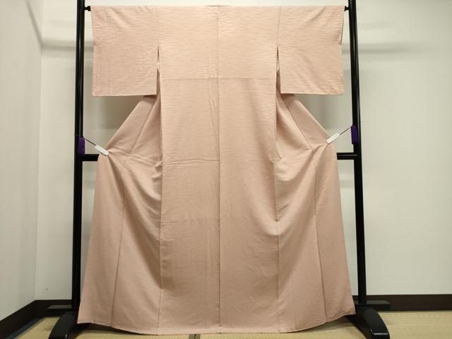 平和屋着物●上質な色無地 芝草地紋 水柿色 正絹 CAAX5951gh