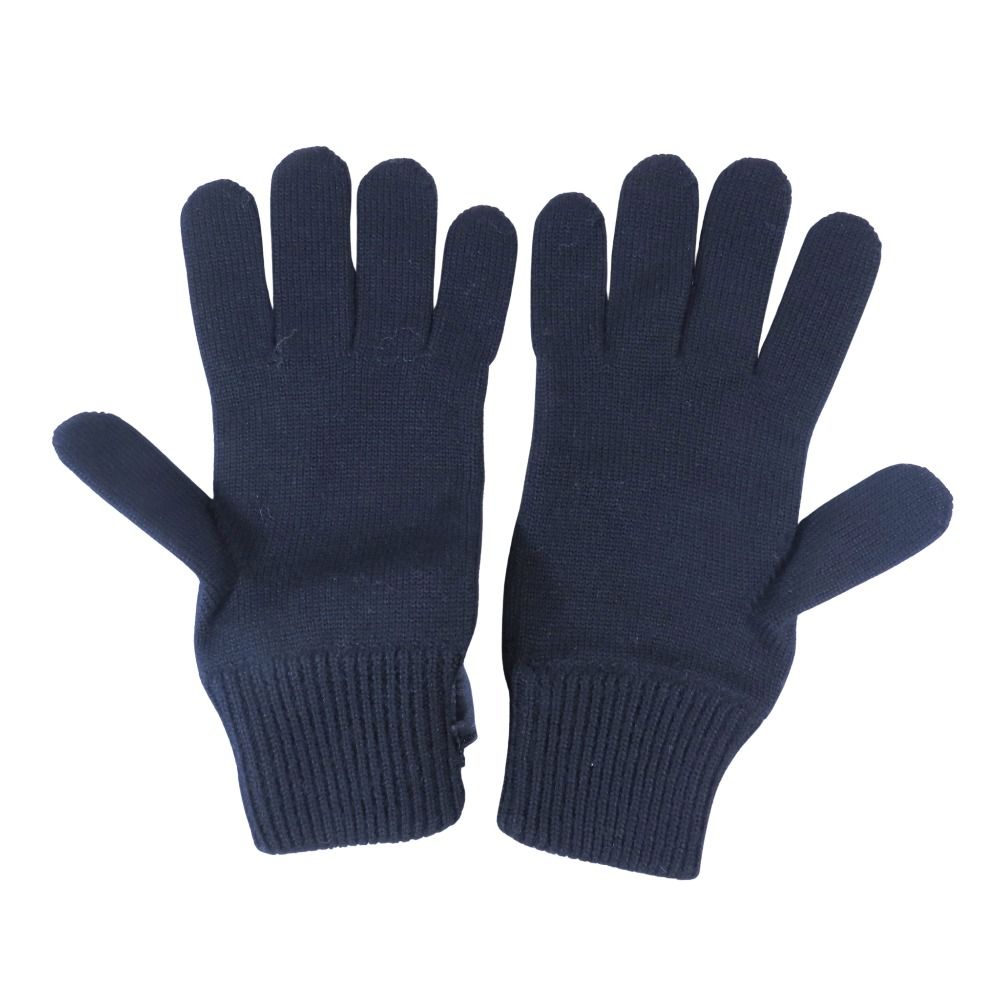 FENDI フェンディ ウール ニット グローブ 手袋 FFロゴ金具 アームウォーマー リブ ポーチ付き M 黒 ブラック メンズ 古着